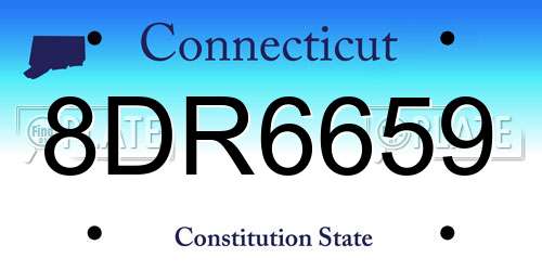 8DR6659 Connecticut License Plate