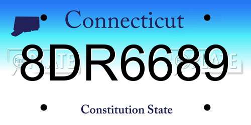 8DR6689 Connecticut License Plate