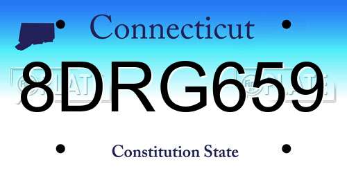 8DRG659 Connecticut License Plate