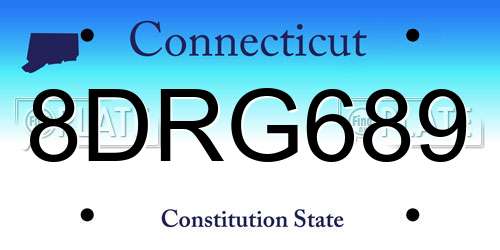 8DRG689 Connecticut License Plate