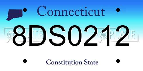 8DS0212 Connecticut License Plate