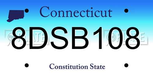 8DSB108 Connecticut License Plate