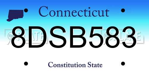 8DSB583 Connecticut License Plate