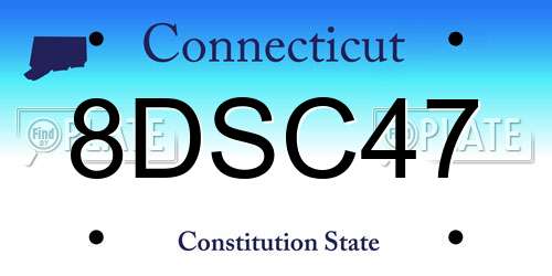 8DSC47 Connecticut License Plate