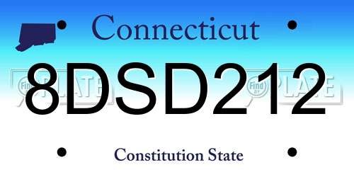 8DSD212 Connecticut License Plate
