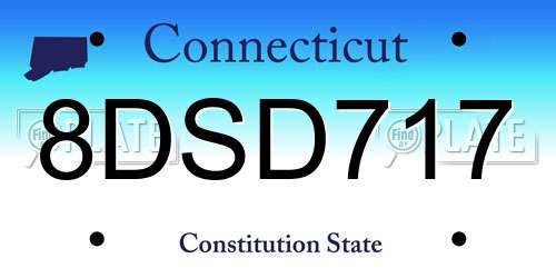 8DSD717 Connecticut License Plate