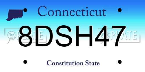 8DSH47 Connecticut License Plate
