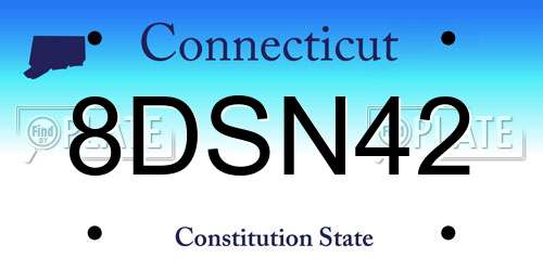 8DSN42 Connecticut License Plate