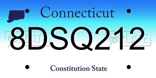 8DSQ212 Connecticut License Plate