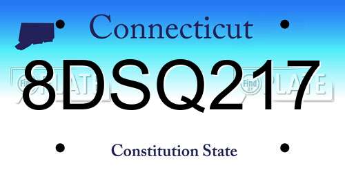 8DSQ217 Connecticut License Plate