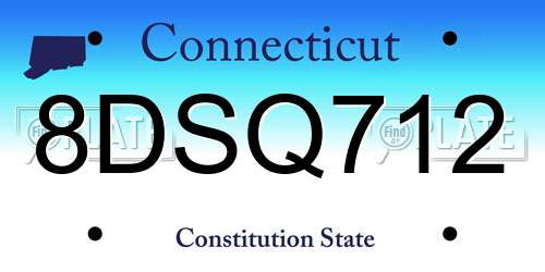 8DSQ712 Connecticut License Plate