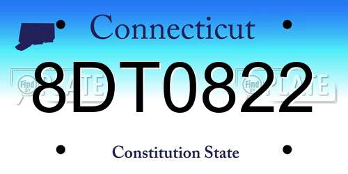 8DT0822 Connecticut License Plate