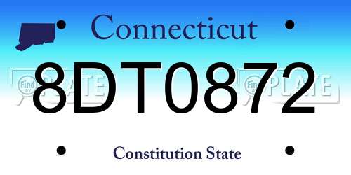 8DT0872 Connecticut License Plate