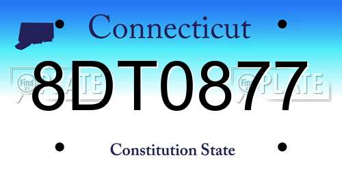 8DT0877 Connecticut License Plate