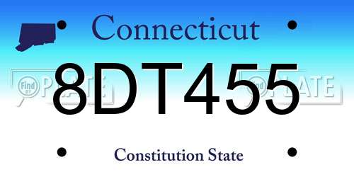 8DT455 Connecticut License Plate