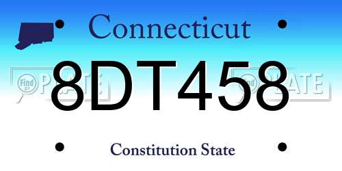 8DT458 Connecticut License Plate