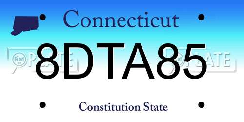 8DTA85 Connecticut License Plate