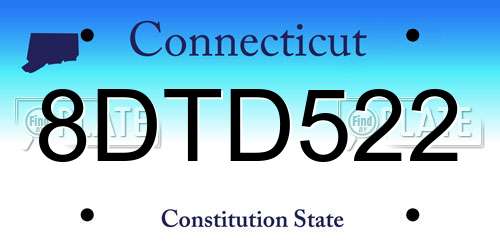 8DTD522 Connecticut License Plate