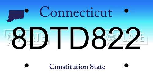 8DTD822 Connecticut License Plate