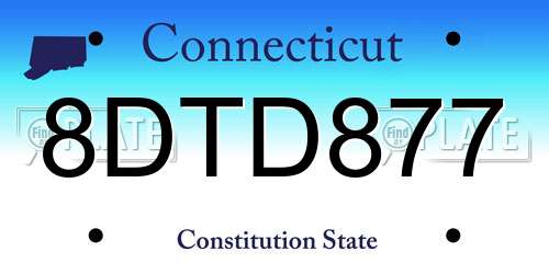 8DTD877 Connecticut License Plate