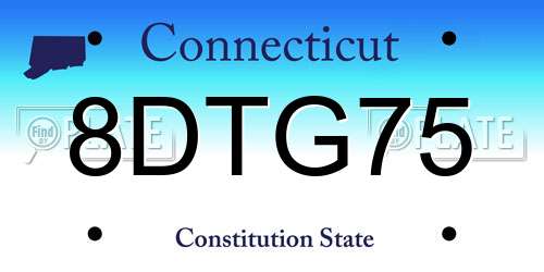 8DTG75 Connecticut License Plate