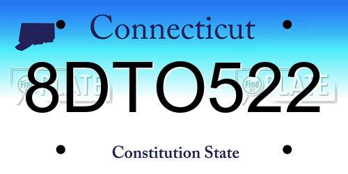 8DTO522 Connecticut License Plate