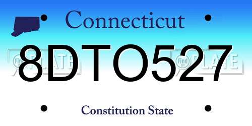 8DTO527 Connecticut License Plate