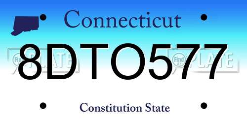 8DTO577 Connecticut License Plate