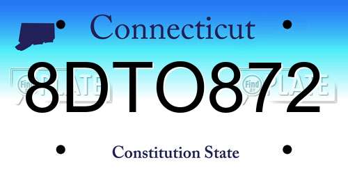8DTO872 Connecticut License Plate