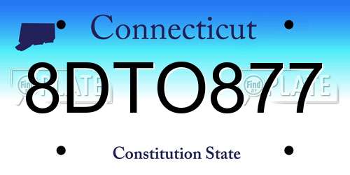 8DTO877 Connecticut License Plate