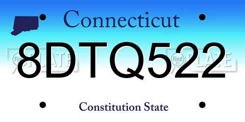 8DTQ522 Connecticut License Plate