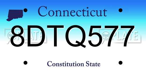 8DTQ577 Connecticut License Plate
