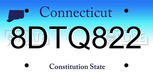 8DTQ822 Connecticut License Plate