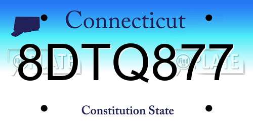 8DTQ877 Connecticut License Plate