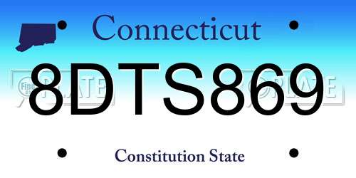 8DTS869 Connecticut License Plate