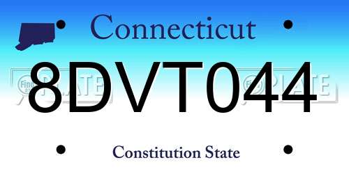 8DVT044 Connecticut License Plate