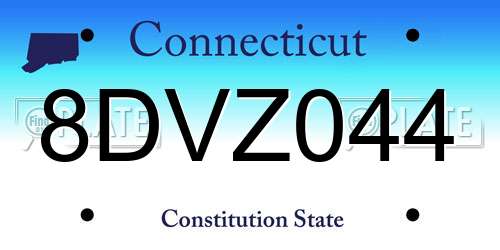 8DVZ044 Connecticut License Plate