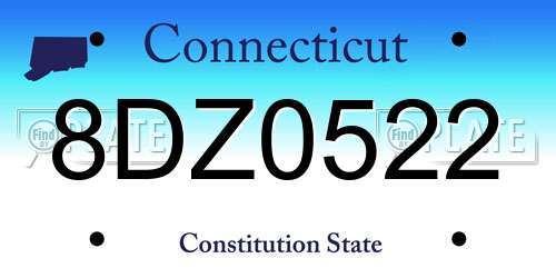 8DZ0522 Connecticut License Plate