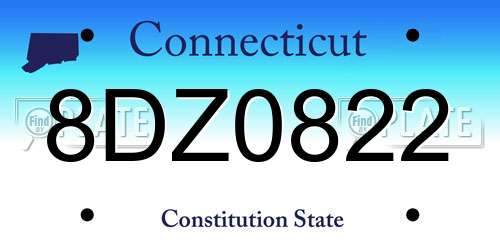 8DZ0822 Connecticut License Plate