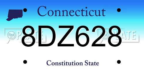 8DZ628 Connecticut License Plate