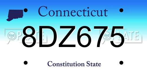 8DZ675 Connecticut License Plate