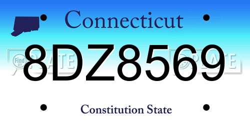 8DZ8569 Connecticut License Plate