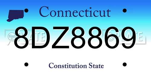 8DZ8869 Connecticut License Plate