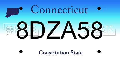 8DZA58 Connecticut License Plate