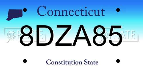 8DZA85 Connecticut License Plate