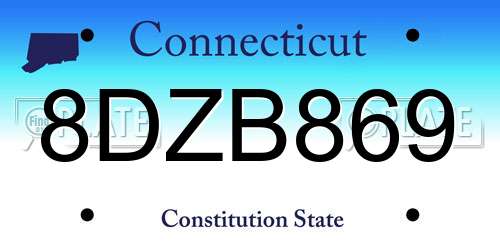 8DZB869 Connecticut License Plate