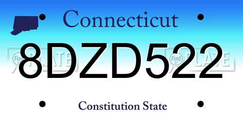8DZD522 Connecticut License Plate