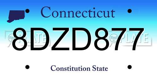 8DZD877 Connecticut License Plate