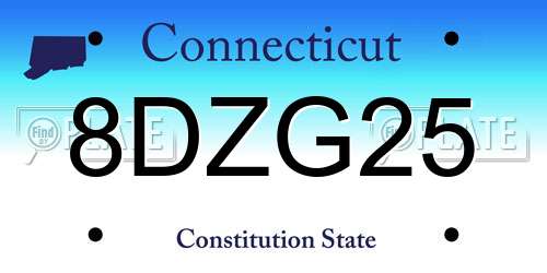 8DZG25 Connecticut License Plate