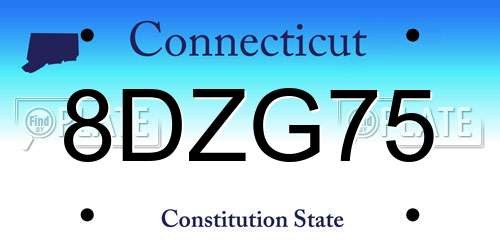 8DZG75 Connecticut License Plate